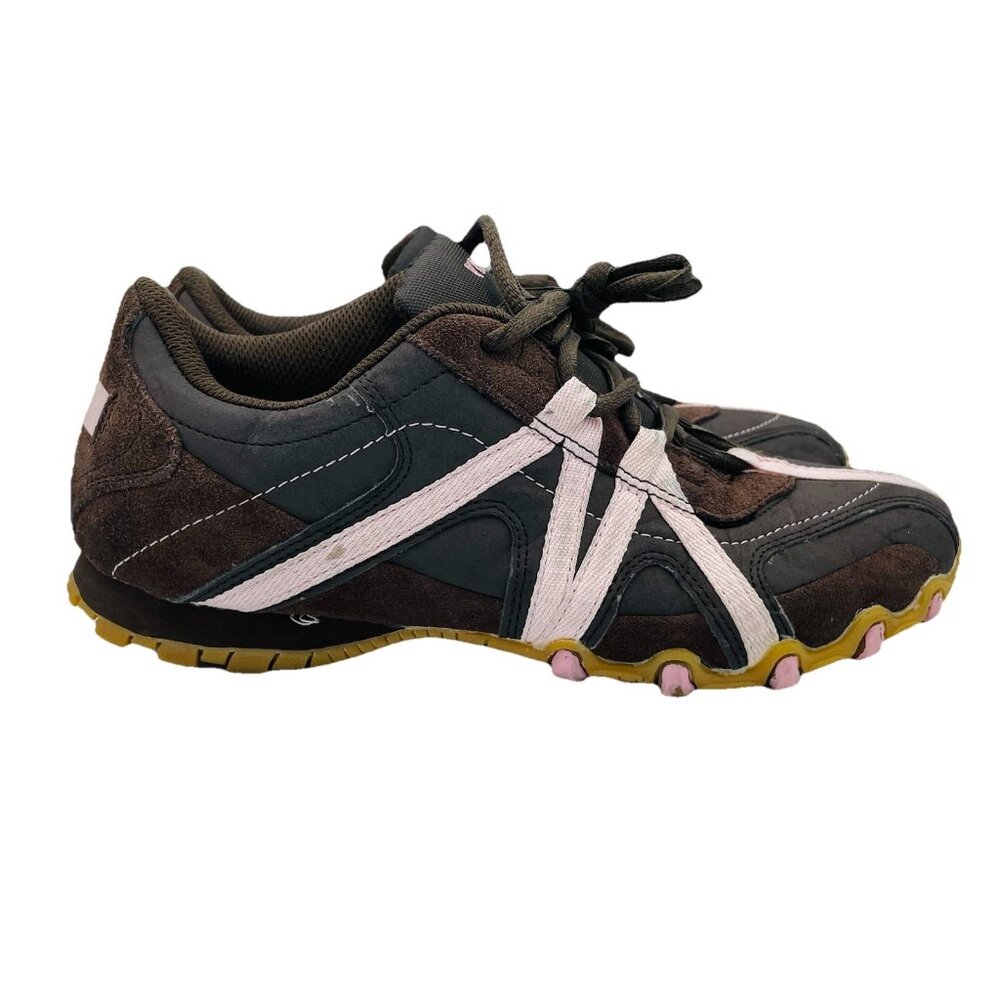 Vintage By Riddell Shoes Womens Size 9 Brown Pink Leather Comfort Sneakers Lace